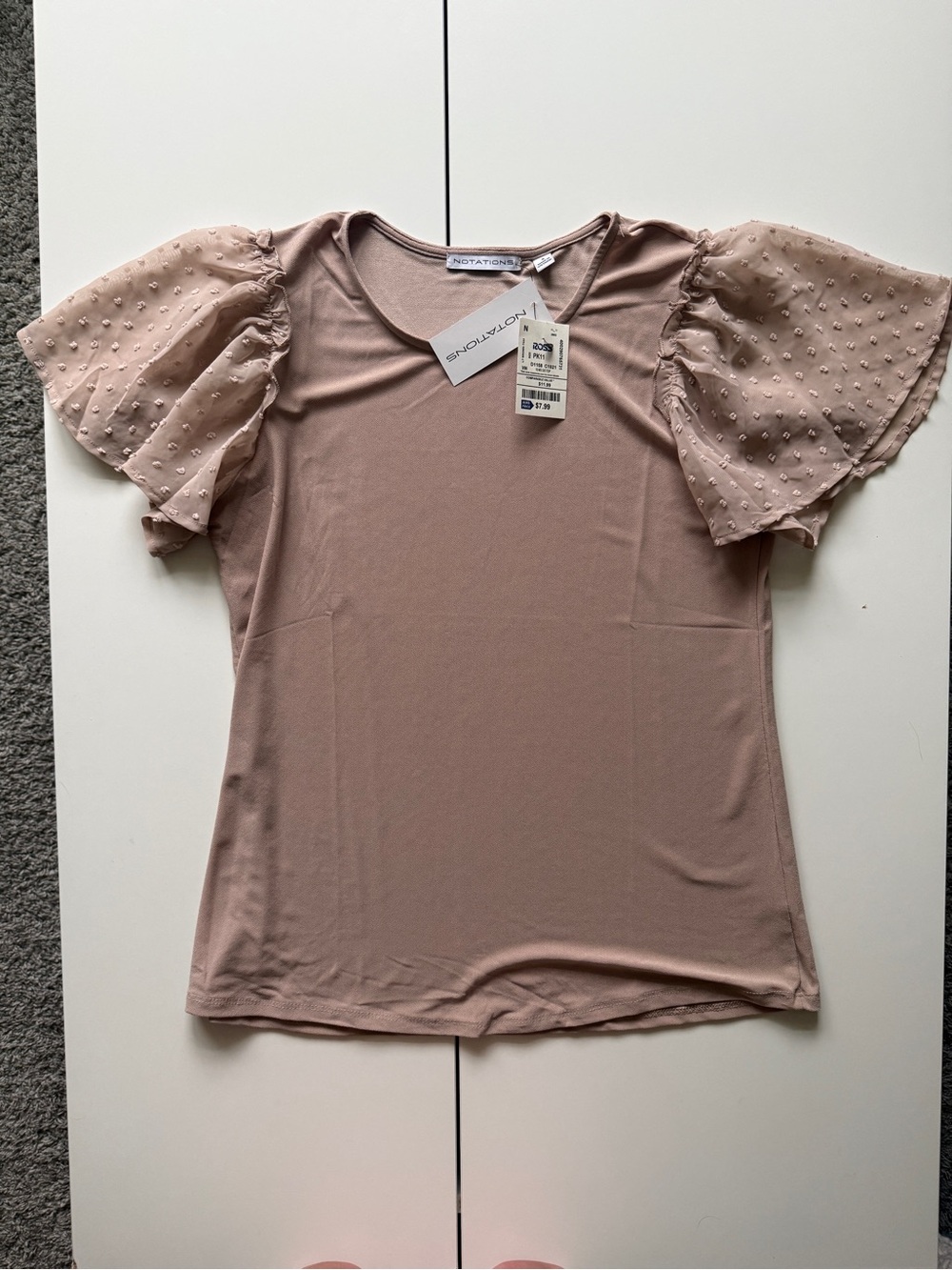 Notations Blush Pink Puff-Sleeve Knit Top
